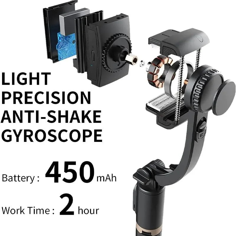 Gimbal Stabilizer 3-in-1 Extendable Selfie Stick Tripod
