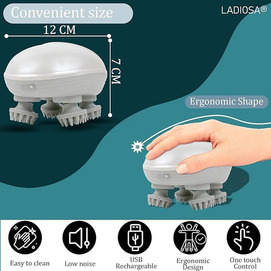 Scalp Massager for Hair Growth, 360 Degree Rotation, Detachable Heads, Kneading Massage Therapy